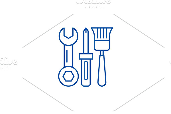 Building tools line icon concept
