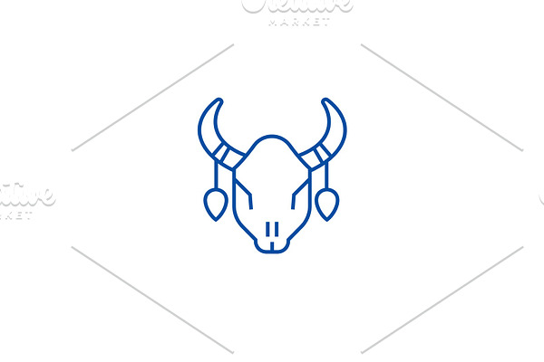 Bull skull line icon concept. Bull