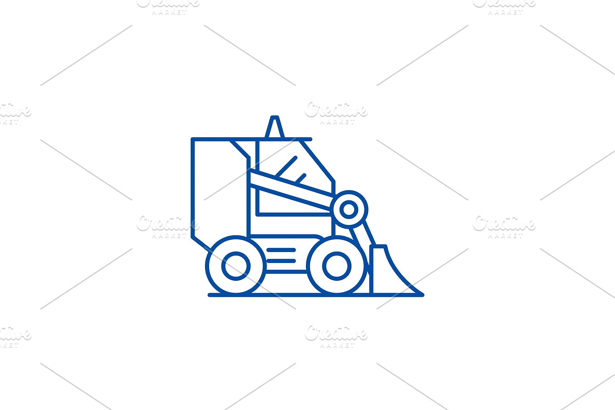 Bulldozer line icon concept in Illustrations - product preview 8