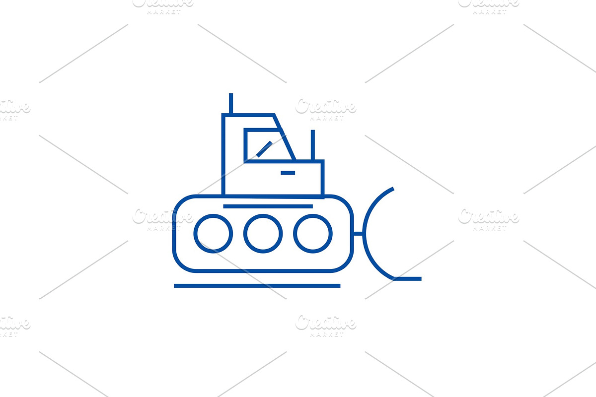 Bulldozer, excavator line icon in Illustrations - product preview 8