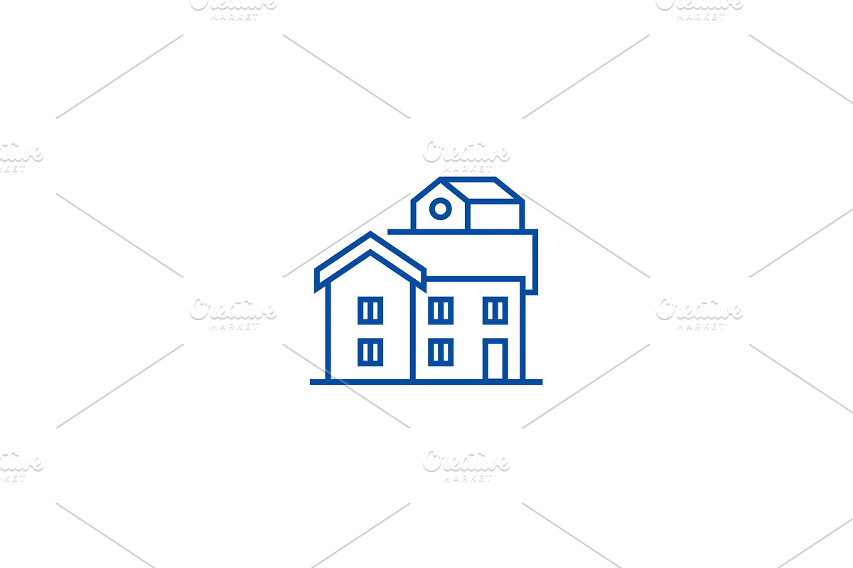 Bungalow line icon concept. Bungalow in Illustrations - product preview 8