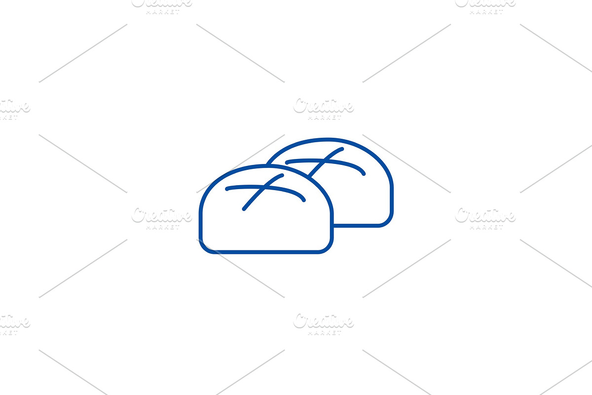 Buns, roll, baked bread line icon in Illustrations - product preview 8