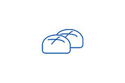 Buns, roll, baked bread line icon