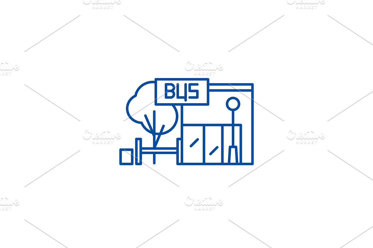 Bus stop line icon concept. Bus stop in Illustrations - product preview 8