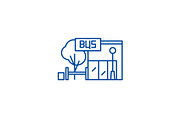Bus stop line icon concept. Bus stop