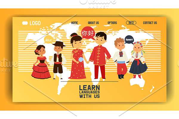 Children nationalities vector web