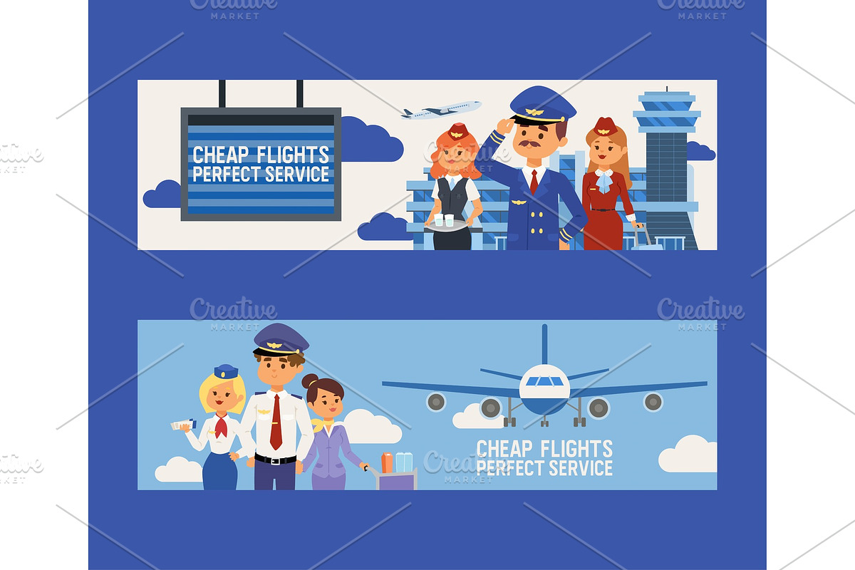 Pilot vector flight crew stewardess in Illustrations - product preview 8