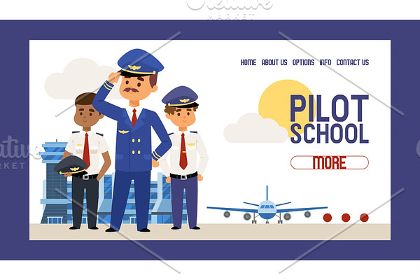 Pilot school vector web page flight