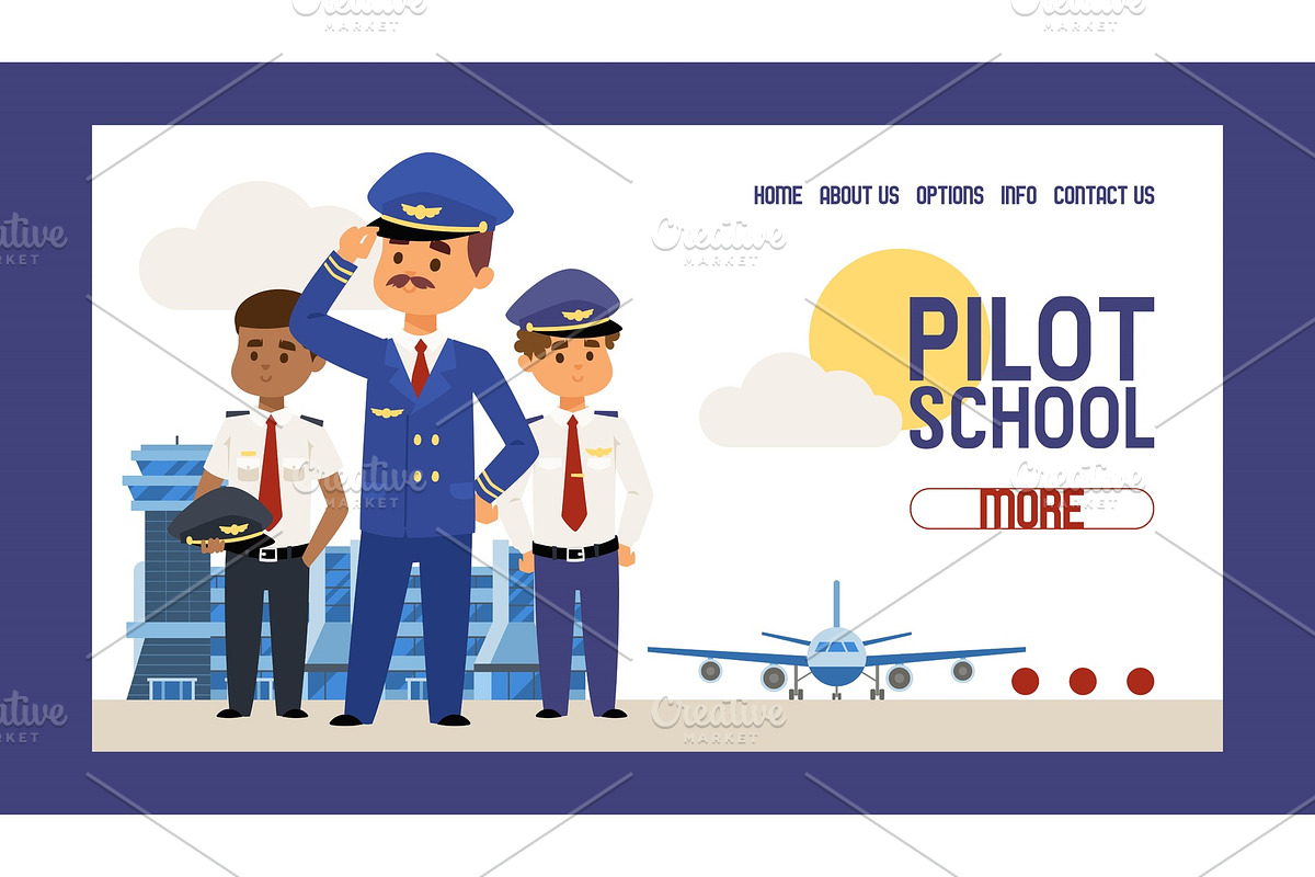 Pilot school vector web page flight in Illustrations - product preview 8