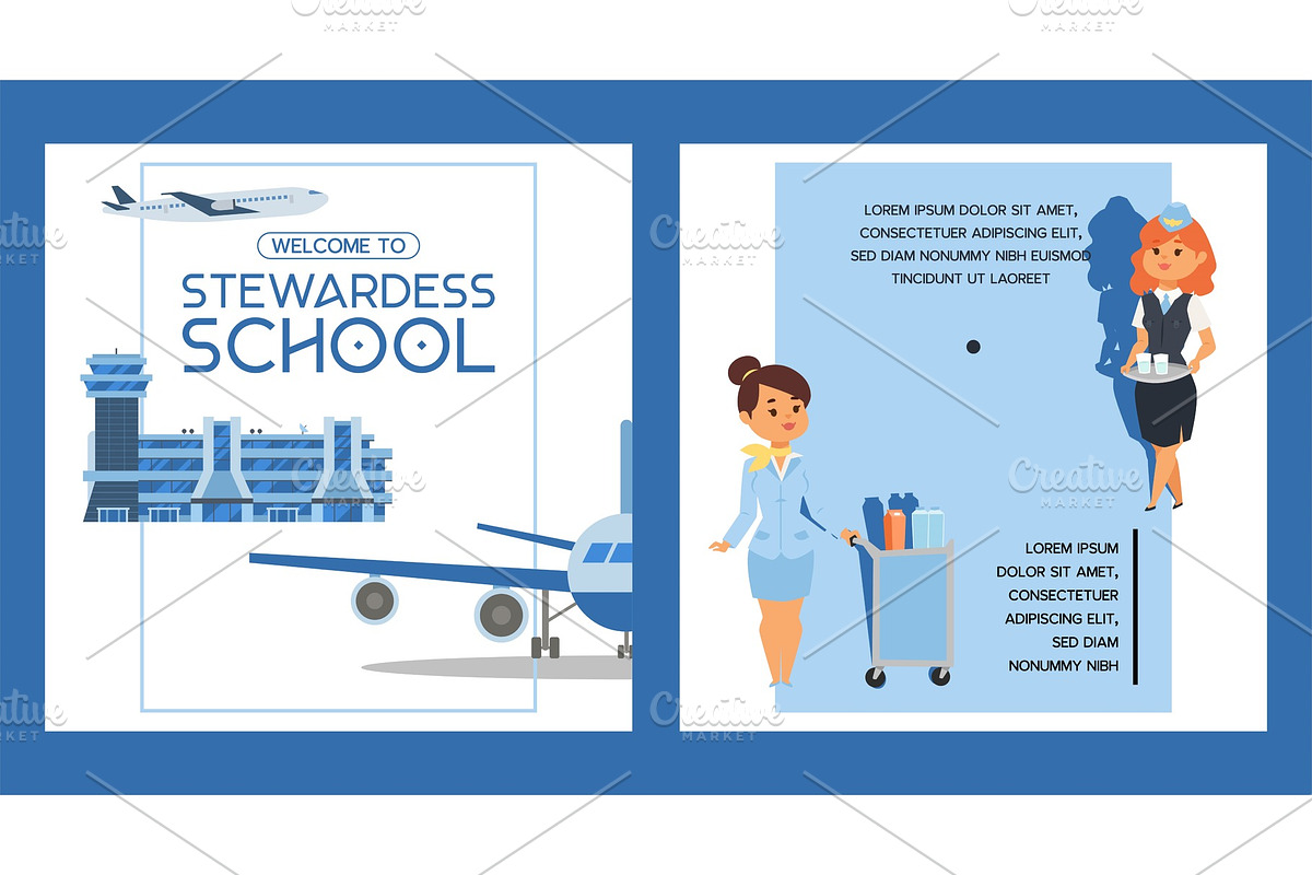 Stewardess school vector flight crew in Illustrations - product preview 8