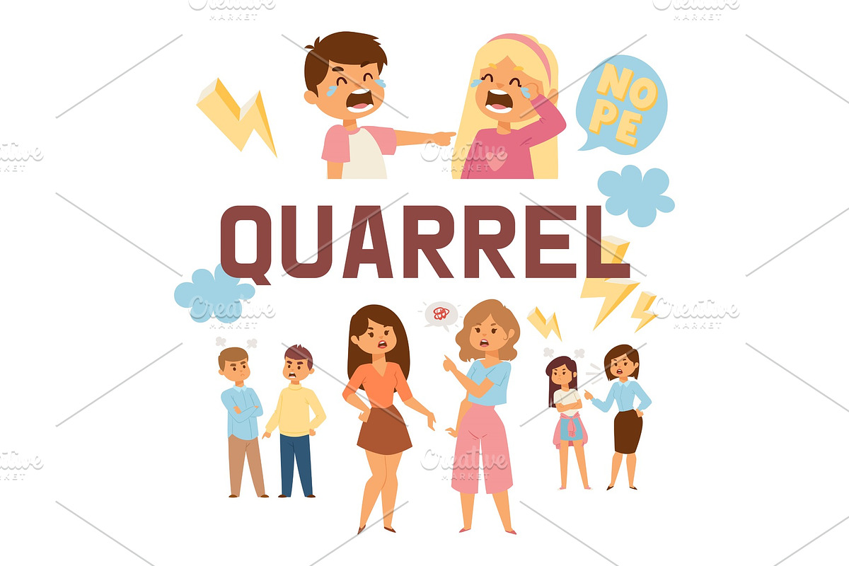 Quarrel vector people man woman in Illustrations - product preview 8