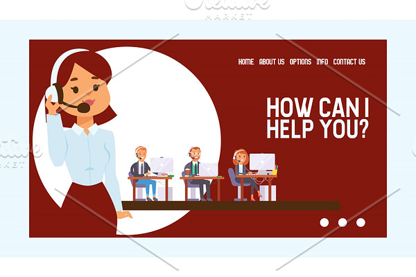 Call center vector web page people