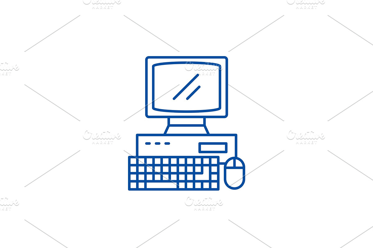 Business laptop line icon concept in Illustrations - product preview 8