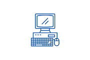 Business laptop line icon concept