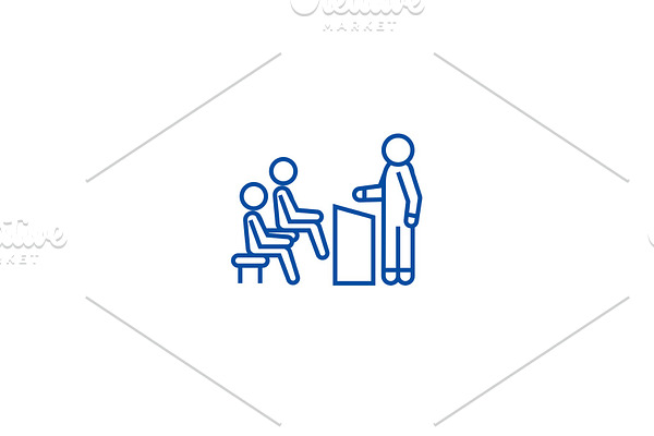 Business lecturer line icon concept