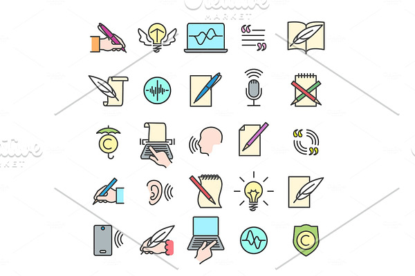 Colorful storytelling line icons