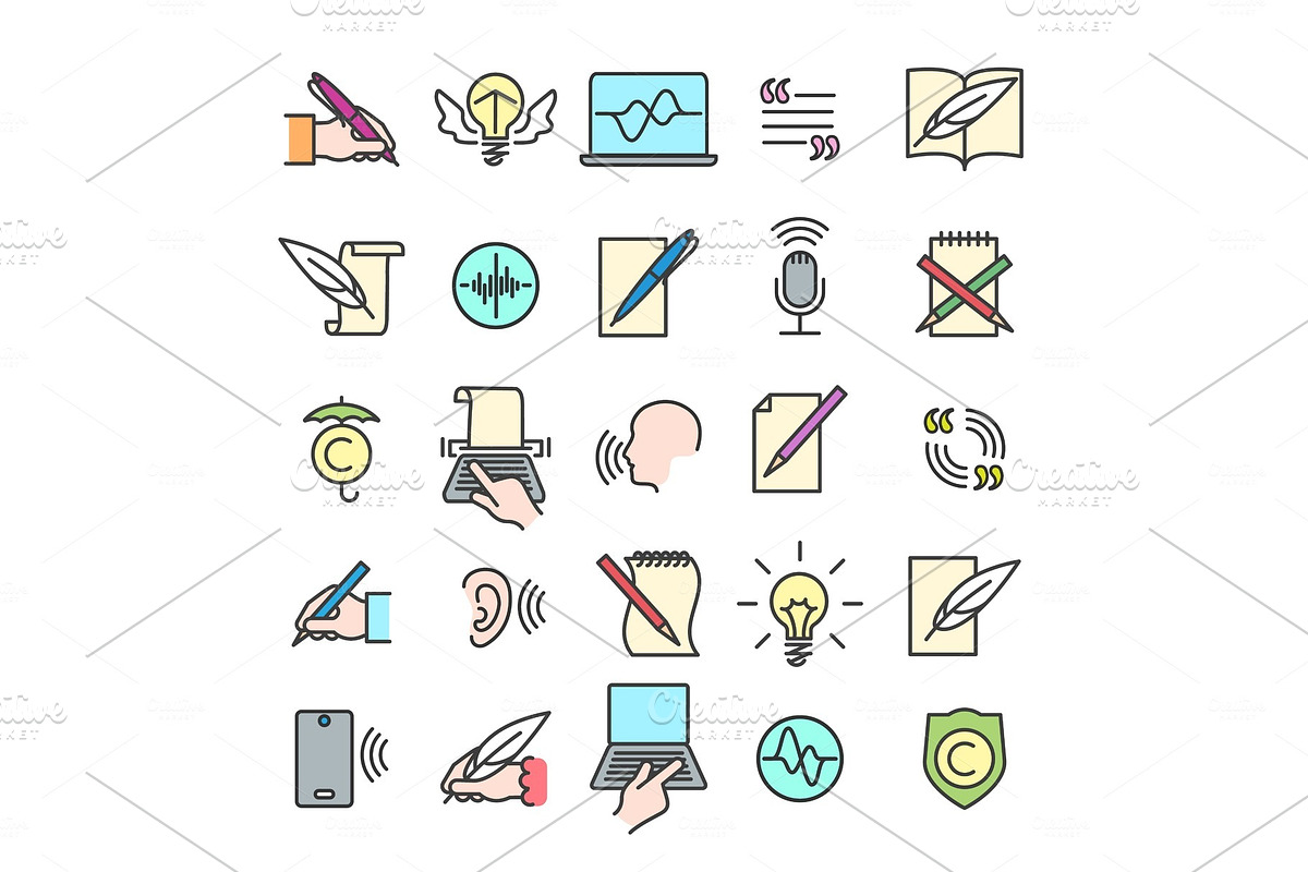 Colorful storytelling line icons in Illustrations - product preview 8