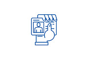 Business pass in hand line icon