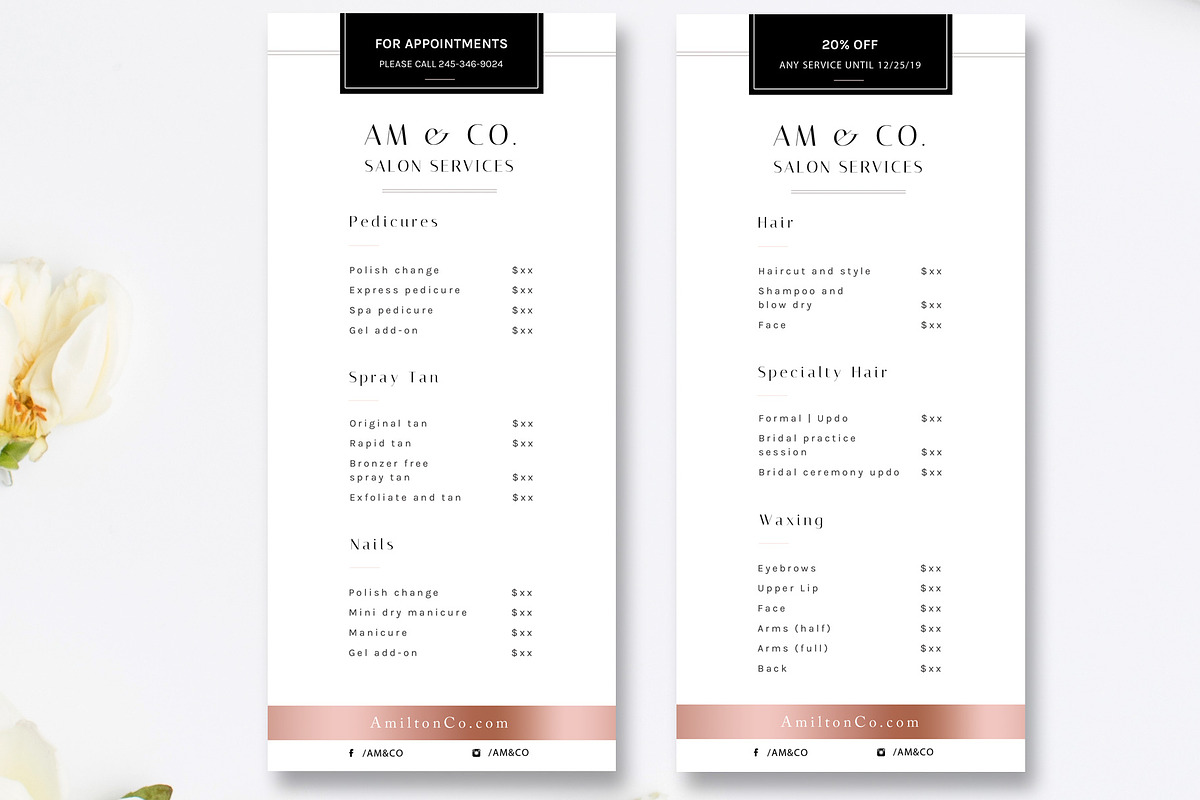 Modern Salon Rack Card Template in Card Templates - product preview 8