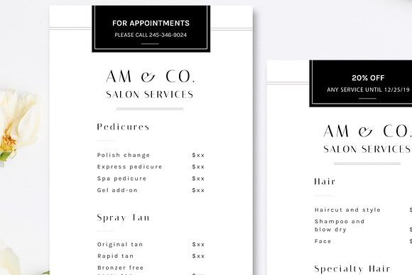 Modern Salon Rack Card Template in Card Templates - product preview 1
