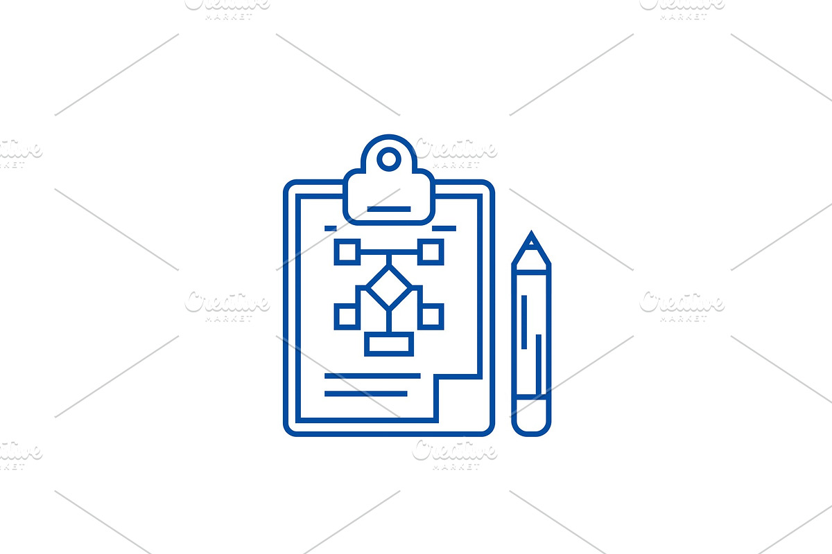Business plan,pencil,clipboard line in Illustrations - product preview 8