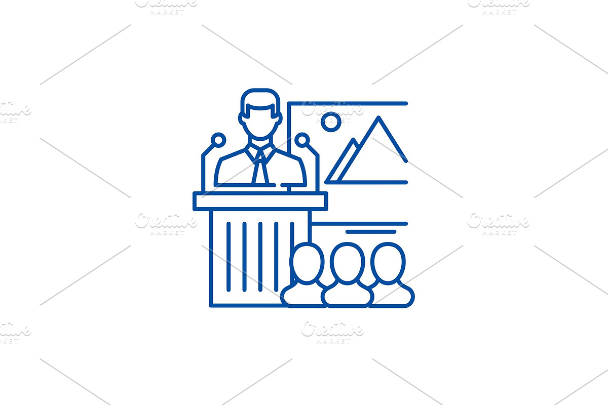 Business speaker line icon concept in Illustrations - product preview 8