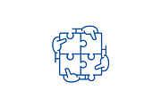 Business synergy line icon concept