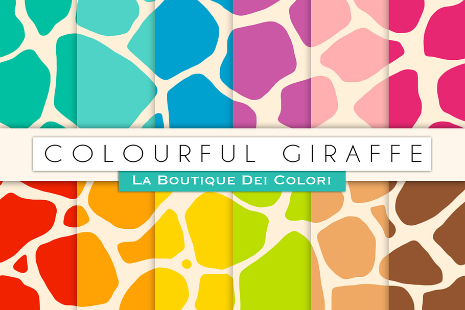 Colourful Giraffe Digital Papers in Patterns - product preview 8