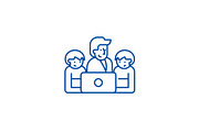 Business teamwork line icon concept