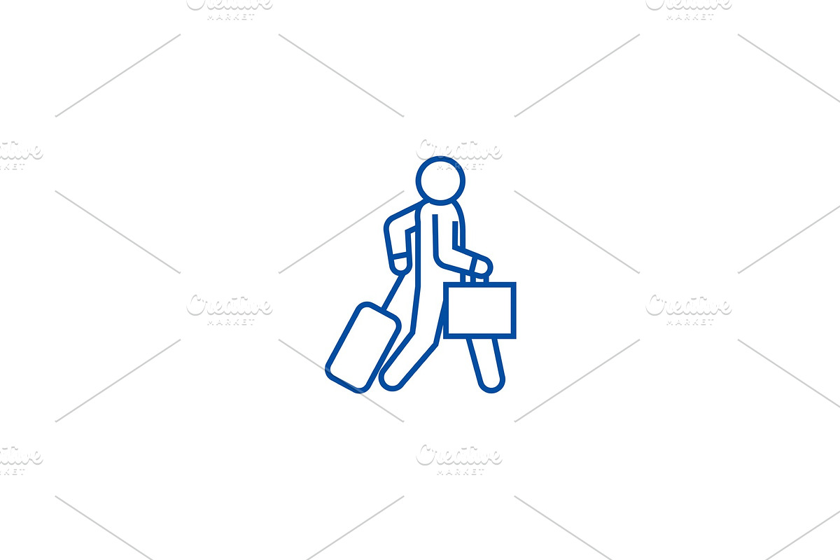 Business traveler walks line icon in Illustrations - product preview 8