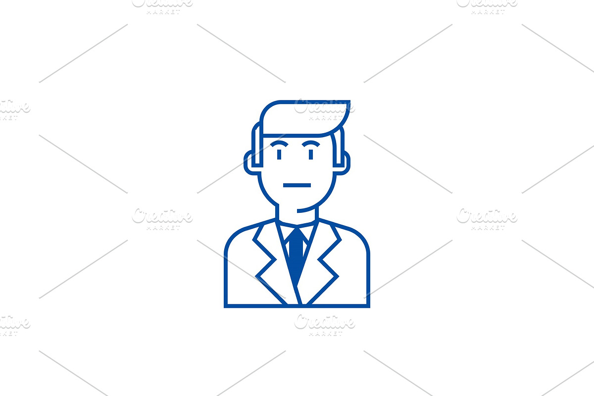 Businessman in suit line icon in Illustrations - product preview 8