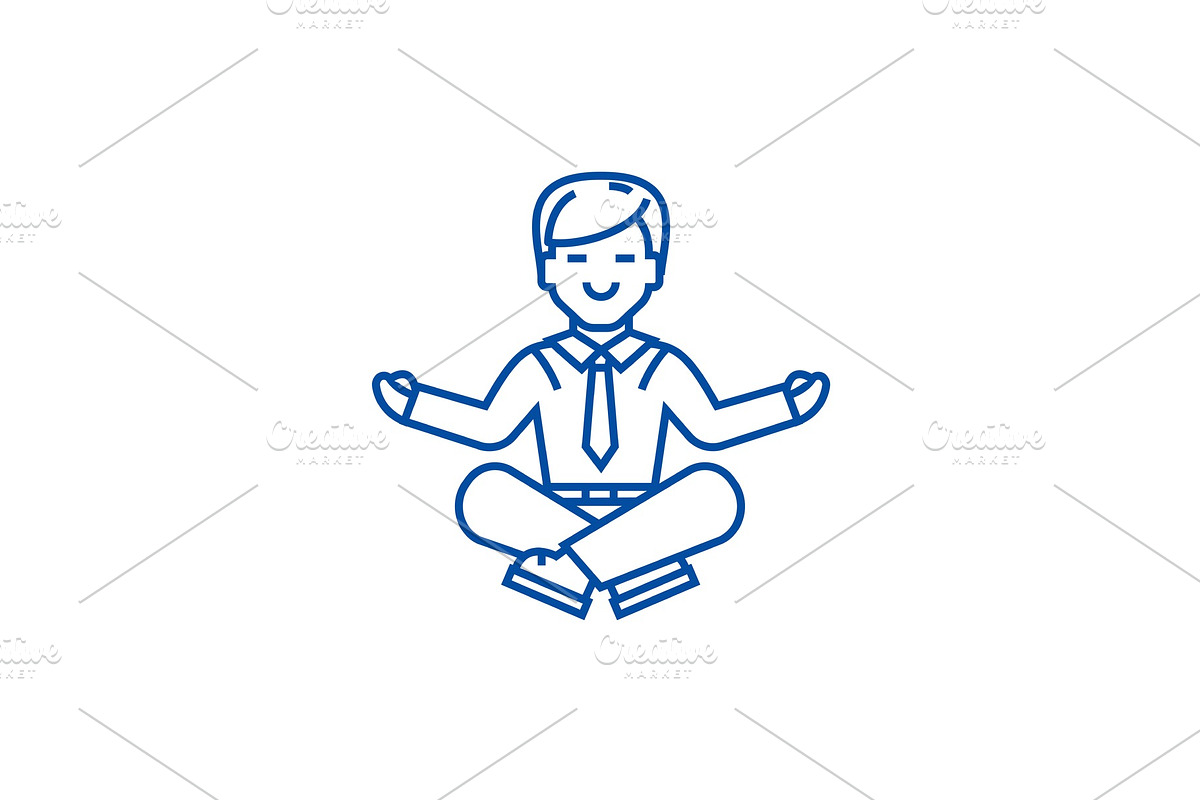 Businessman meditation line icon in Illustrations - product preview 8