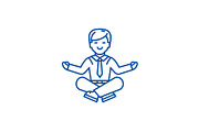 Businessman meditation line icon