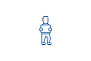 Businessman with box line icon