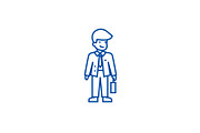 Businessman with case line icon
