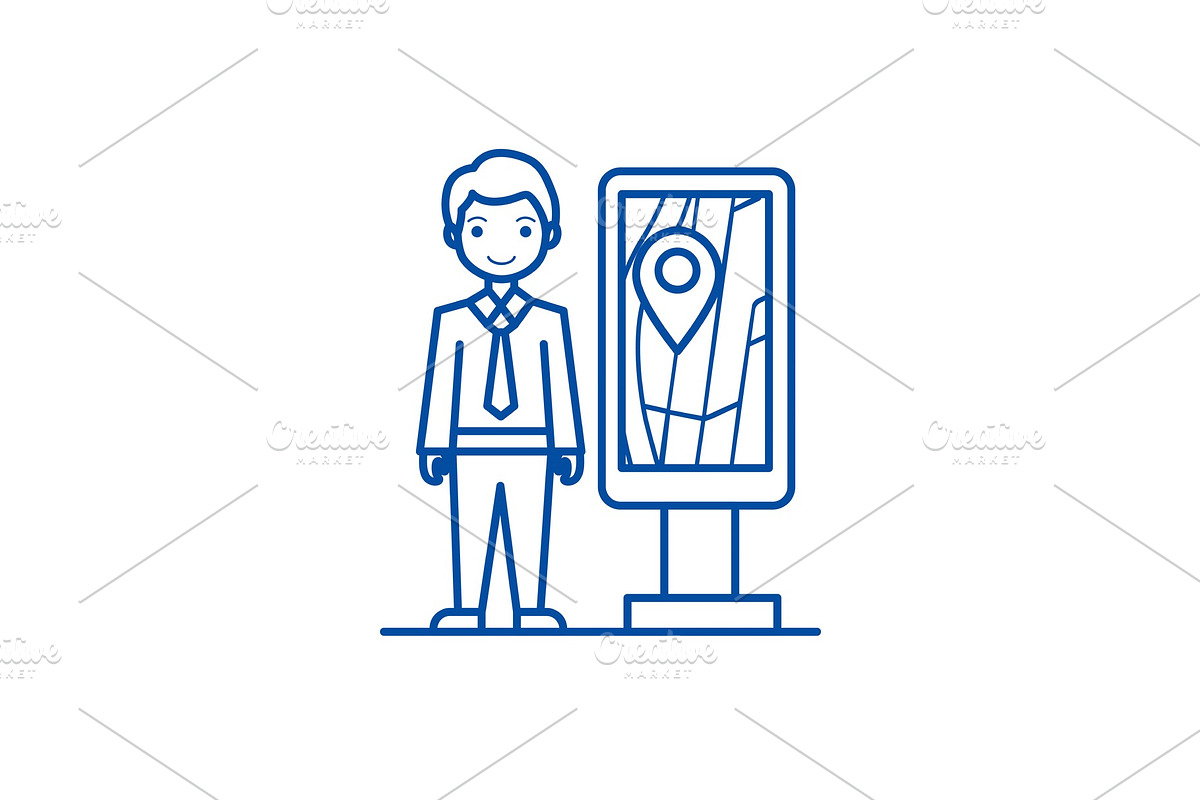 Businessman with geo location line in Illustrations - product preview 8