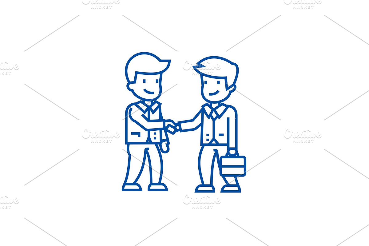 Businessmen handshaking line icon in Illustrations - product preview 8