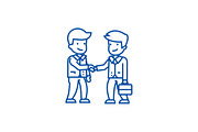 Businessmen handshaking line icon