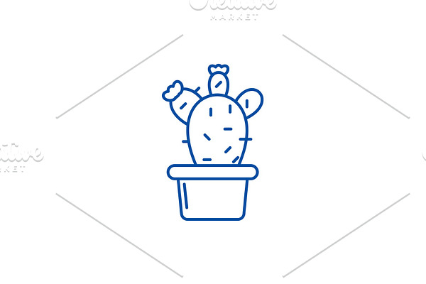 Cactus in a pot line icon concept