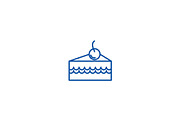 Cake slice with cherry line icon