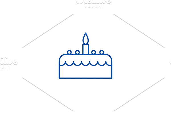 Cake with candle line icon concept