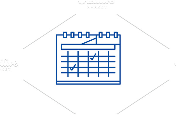 Calendar planning line icon concept