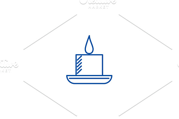 Candle in spa line icon concept