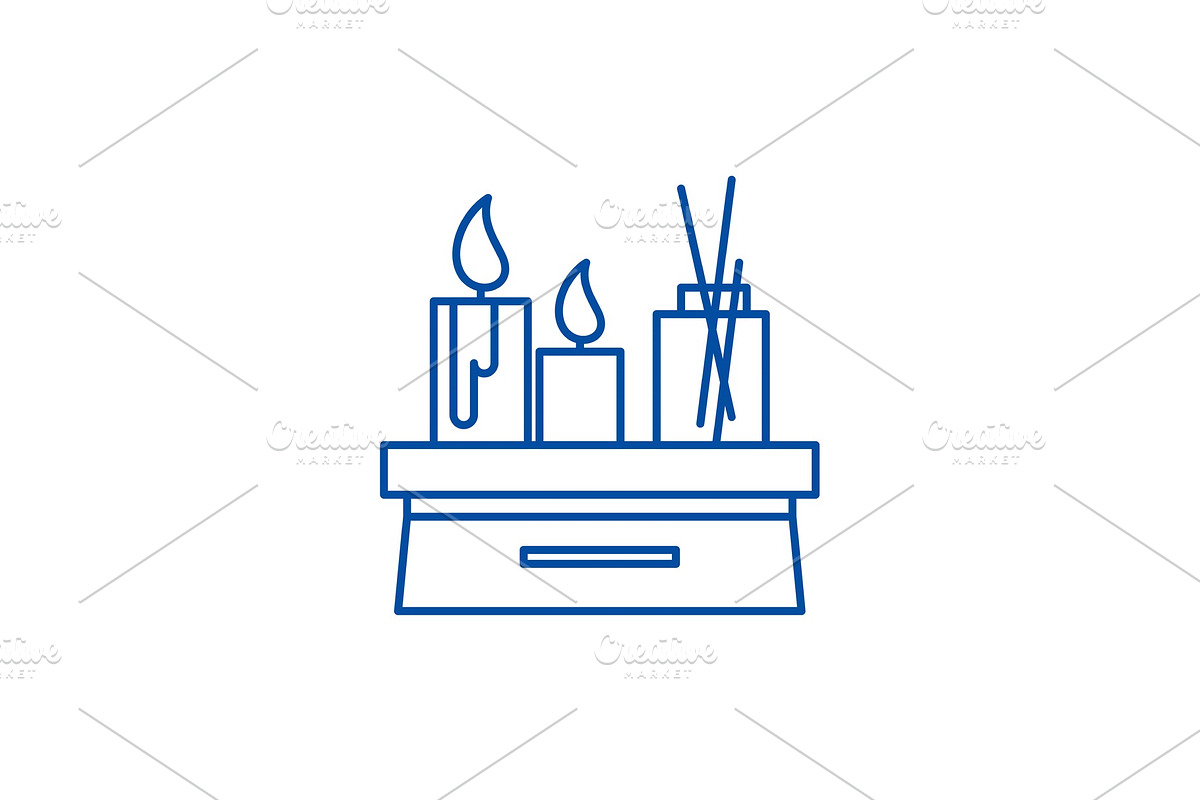 Candles in the interior line icon in Illustrations - product preview 8