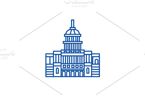Capitol, usa line icon concept