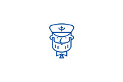 Captain with nautical hat line icon