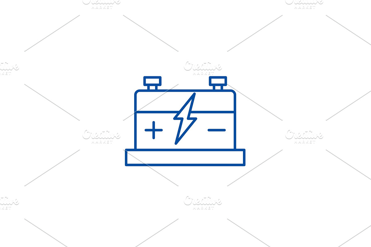 Car battery line icon concept. Car in Illustrations - product preview 8