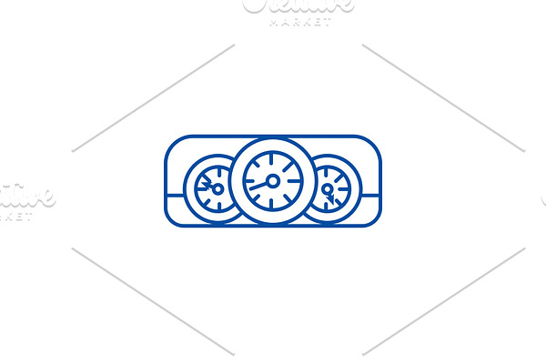 Car dashboard line icon concept. Car