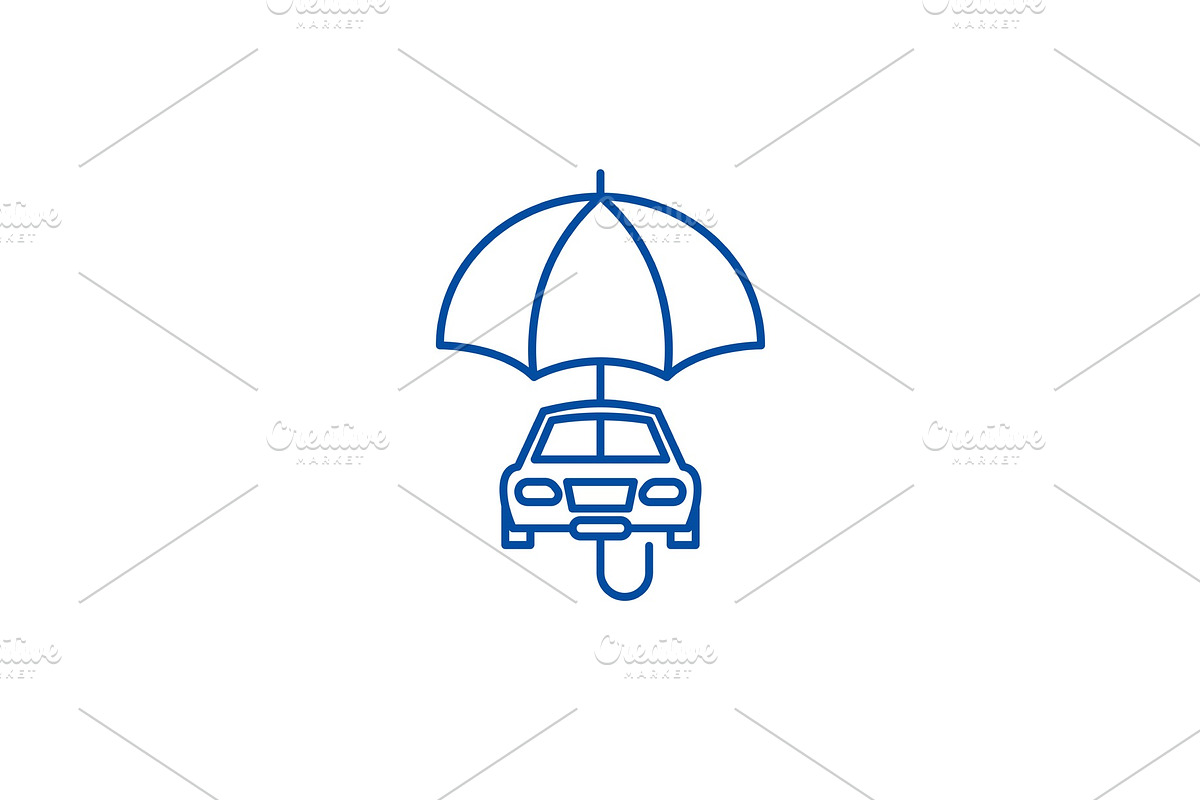 Car insurance line icon concept. Car in Illustrations - product preview 8