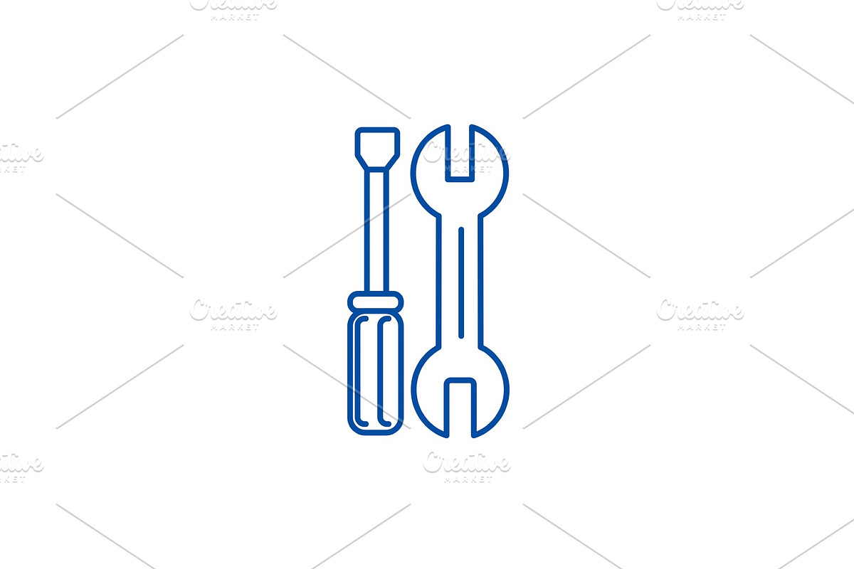 Car repairs line icon concept. Car in Illustrations - product preview 8